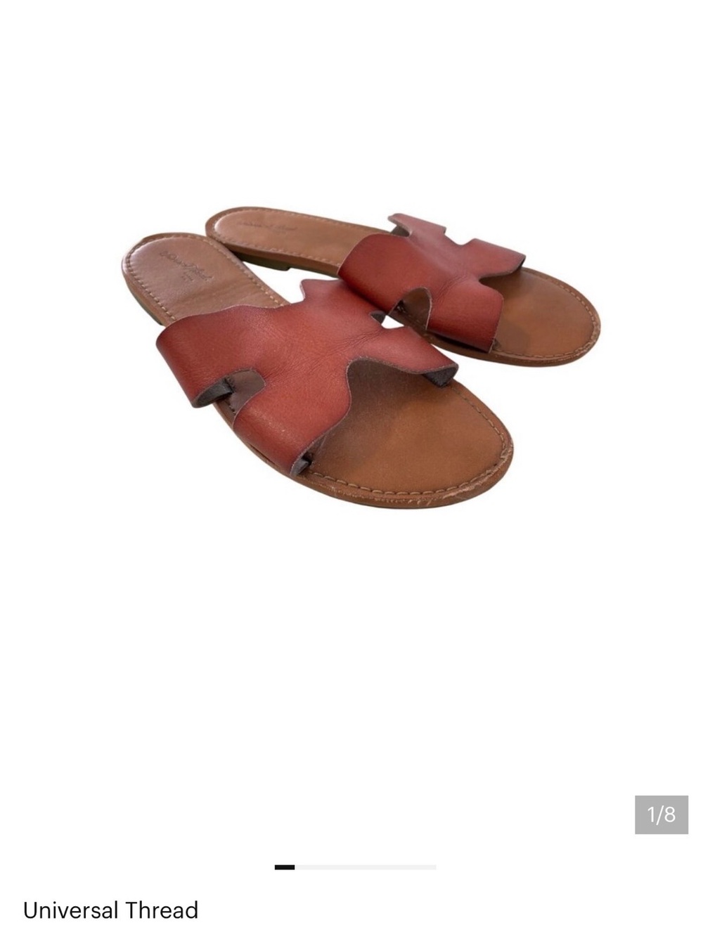 Universal Thread Women's Reddish-Brown Faux Leather Slide Sandals